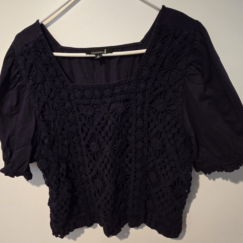 Broadway 38 Navy Lace Top